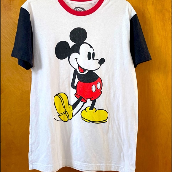 Disney Other - B&W MEN’S DISNEY SHORT SLEEVE MICKEY MOUSE RINGER T-SHIRT~EUC~LG.~RETRO~CASUAL